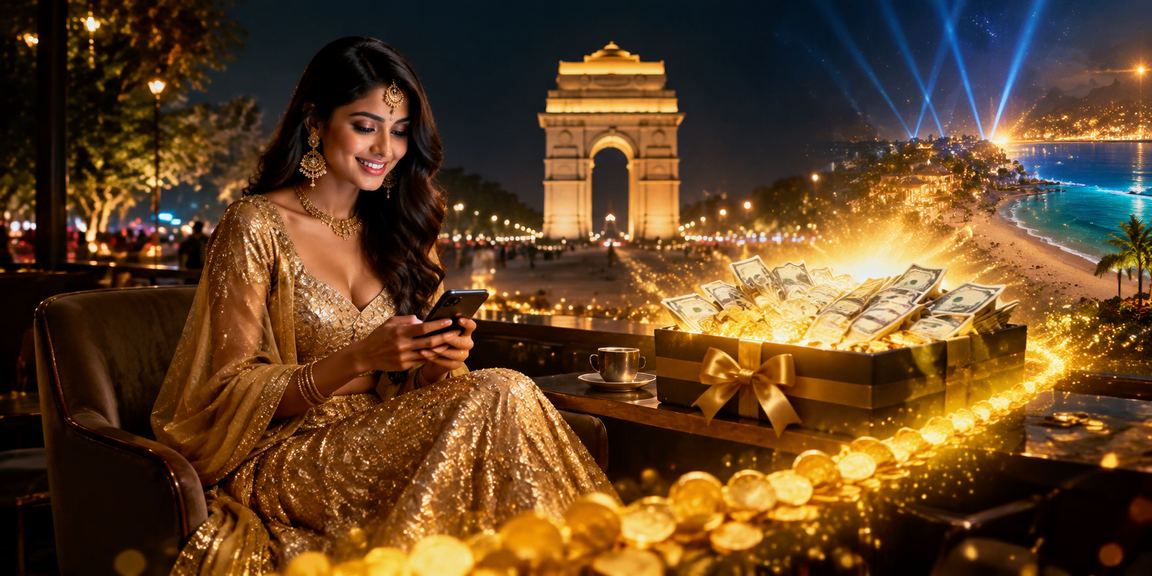 Person using casino app on phone near India Gate, Delhi