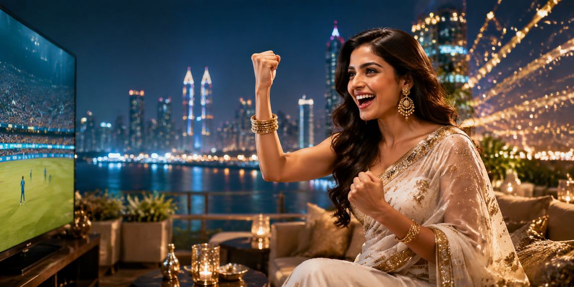 Young woman placing casino bet on mobile in Bandra, Mumbai